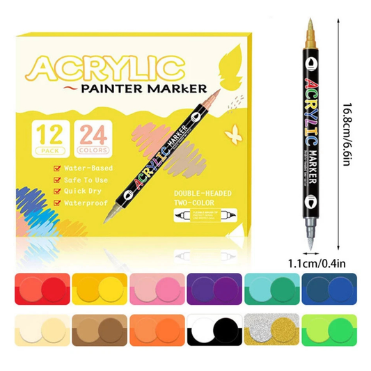 26 Pack Acrylic Paint Pens for Rock Painting, Wood, Ceramic, Fabric, Metal & Canvas