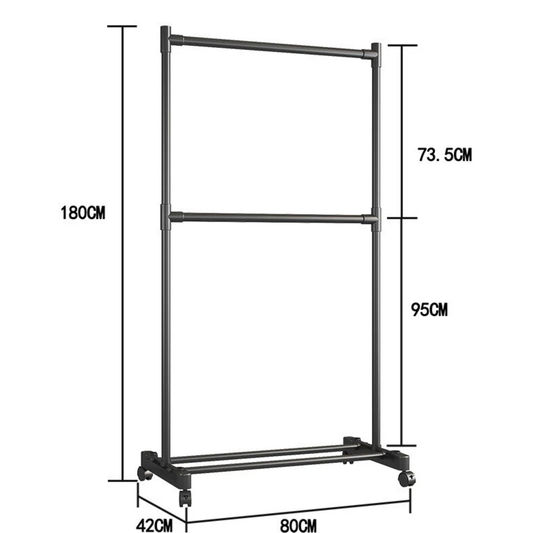 2-Tier Clothes Rail Rack – Open Wardrobe Stand with Hanging Garments & Shoe Storage