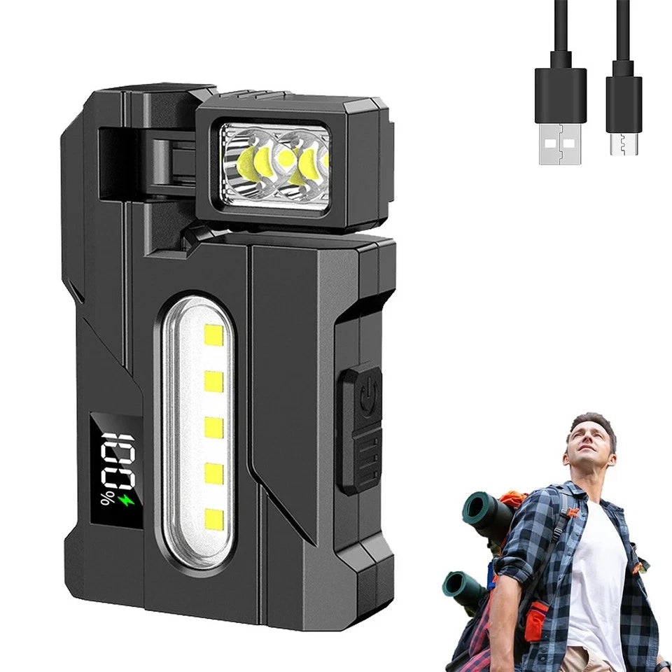 Portable Mini LED Flashlight – Magnetic Rechargeable USB Pocket Torch Work Light