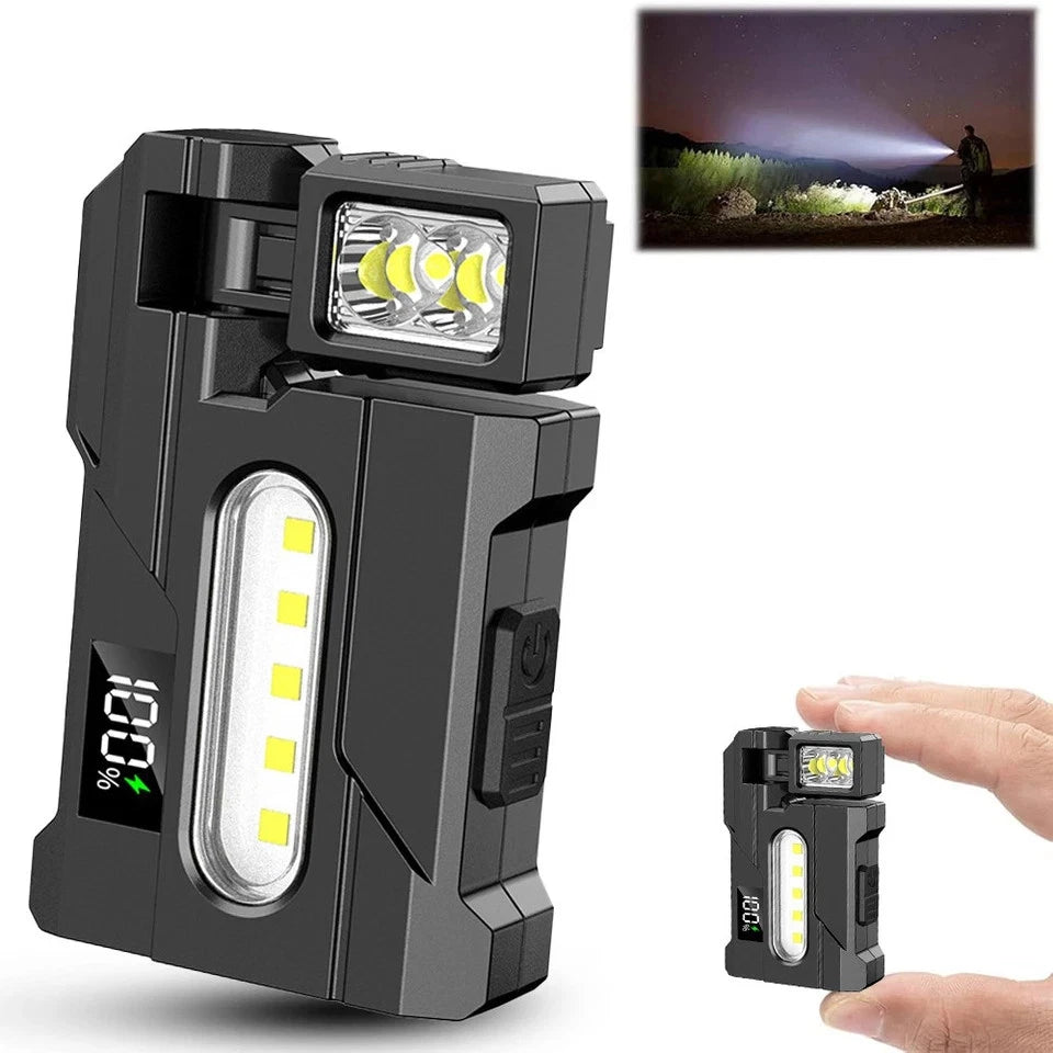 Portable Mini LED Flashlight – Magnetic Rechargeable USB Pocket Torch Work Light