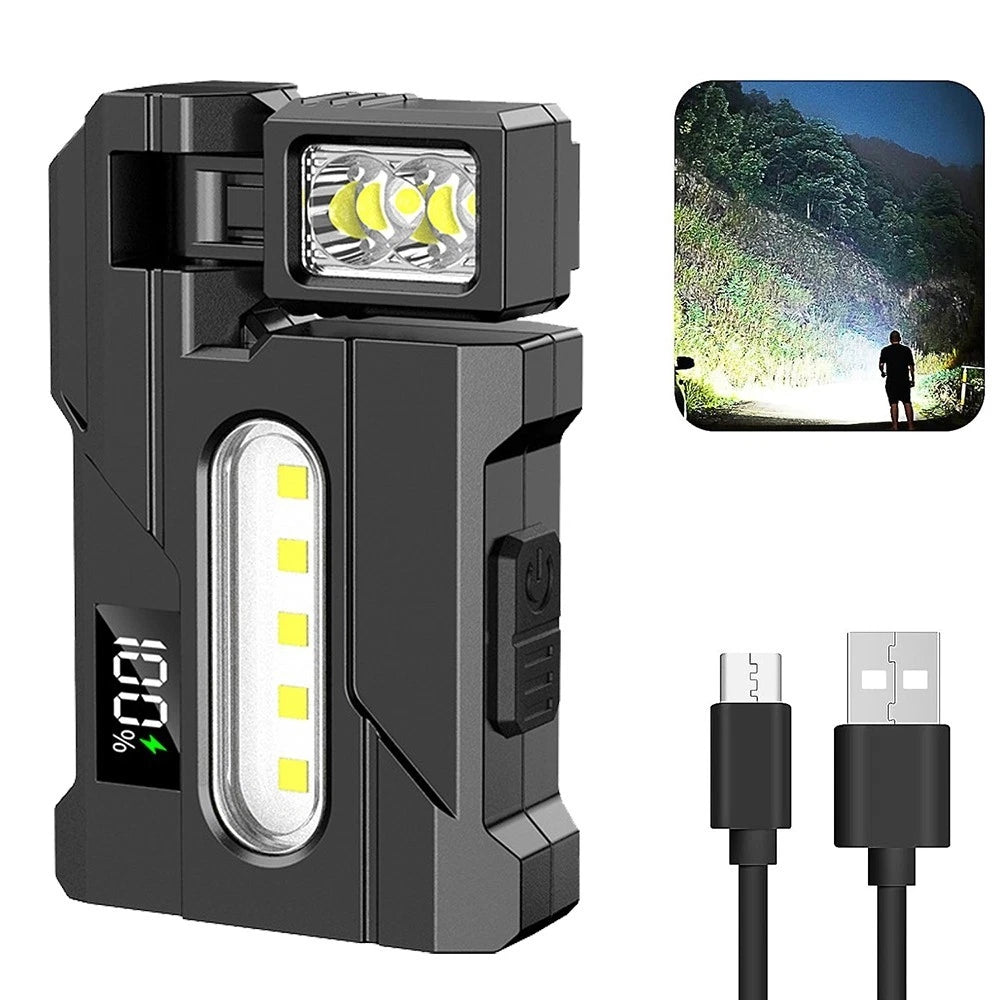 Portable Mini LED Flashlight – Magnetic Rechargeable USB Pocket Torch Work Light