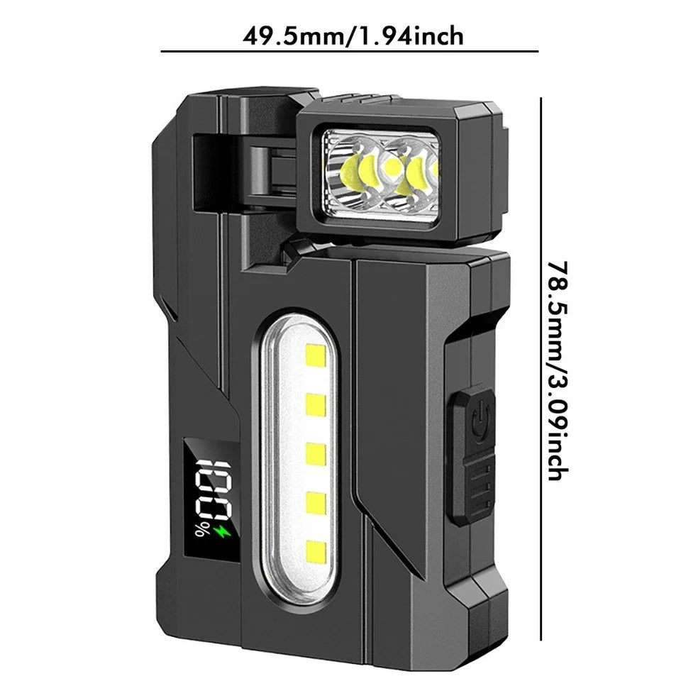 Portable Mini LED Flashlight – Magnetic Rechargeable USB Pocket Torch Work Light