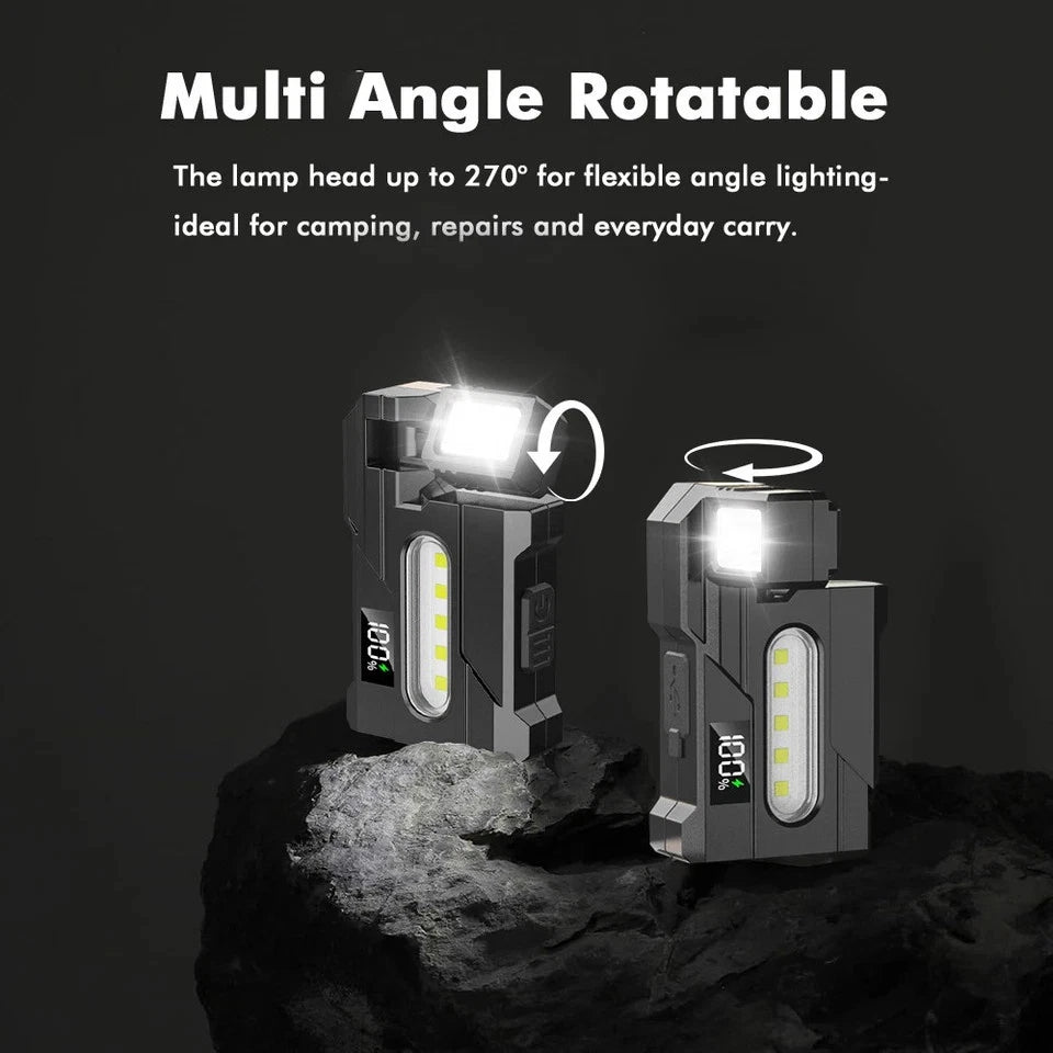 Portable Mini LED Flashlight – Magnetic Rechargeable USB Pocket Torch Work Light