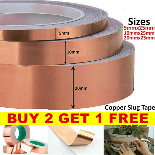 25M Copper Slug Tape | Adhesive Snail Barrier, Conductive EMI & Guitar Shielding