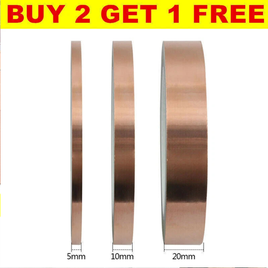 25M Copper Slug Tape | Adhesive Snail Barrier, Conductive EMI & Guitar Shielding