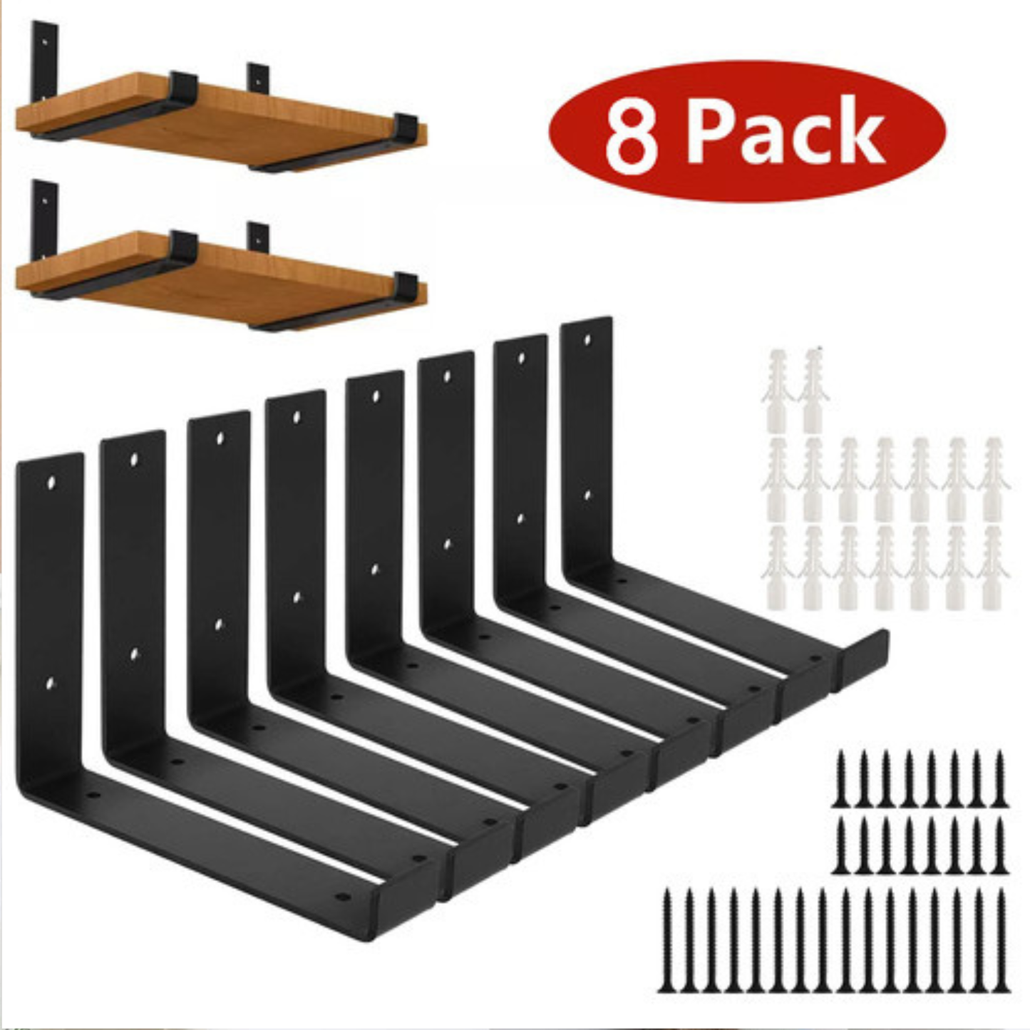 8 Pack Rustic Heavy Duty Shelf Brackets | Industrial Scaffold Board Wall Brackets