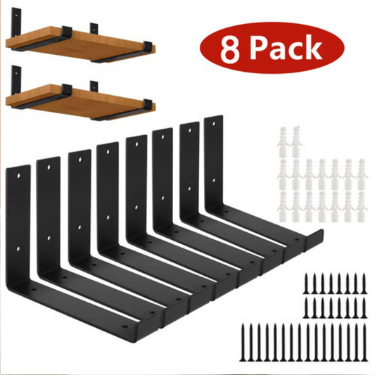 8 Pack Rustic Heavy Duty Shelf Brackets | Industrial Scaffold Board Wall Brackets
