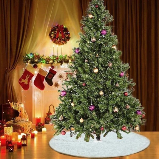 78cm White Faux Fur Christmas Tree Skirt | Luxury Snow Effect Holiday Décor