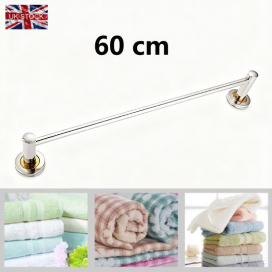 60cm Single Towel Rail Wall Mounted Holder for Bathroom & Kitchen – Chrome Finish