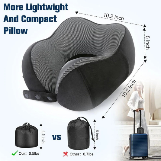 Memory Foam U-Shaped Travel Pillow with Neck Support – Soft Head Rest for Plane & Car