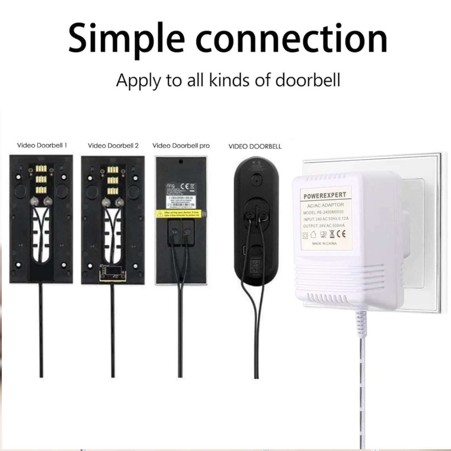 24V 500mA AC Doorbell Transformer Power Adapter – Compatible with Ring (UK)