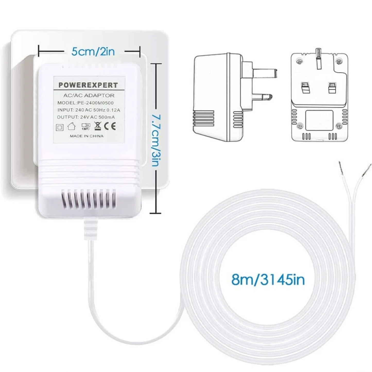 24V 500mA AC Doorbell Transformer Power Adapter – Compatible with Ring (UK)