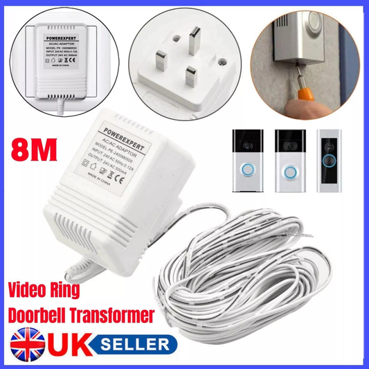 24V 500mA AC Doorbell Transformer Power Adapter – Compatible with Ring (UK)